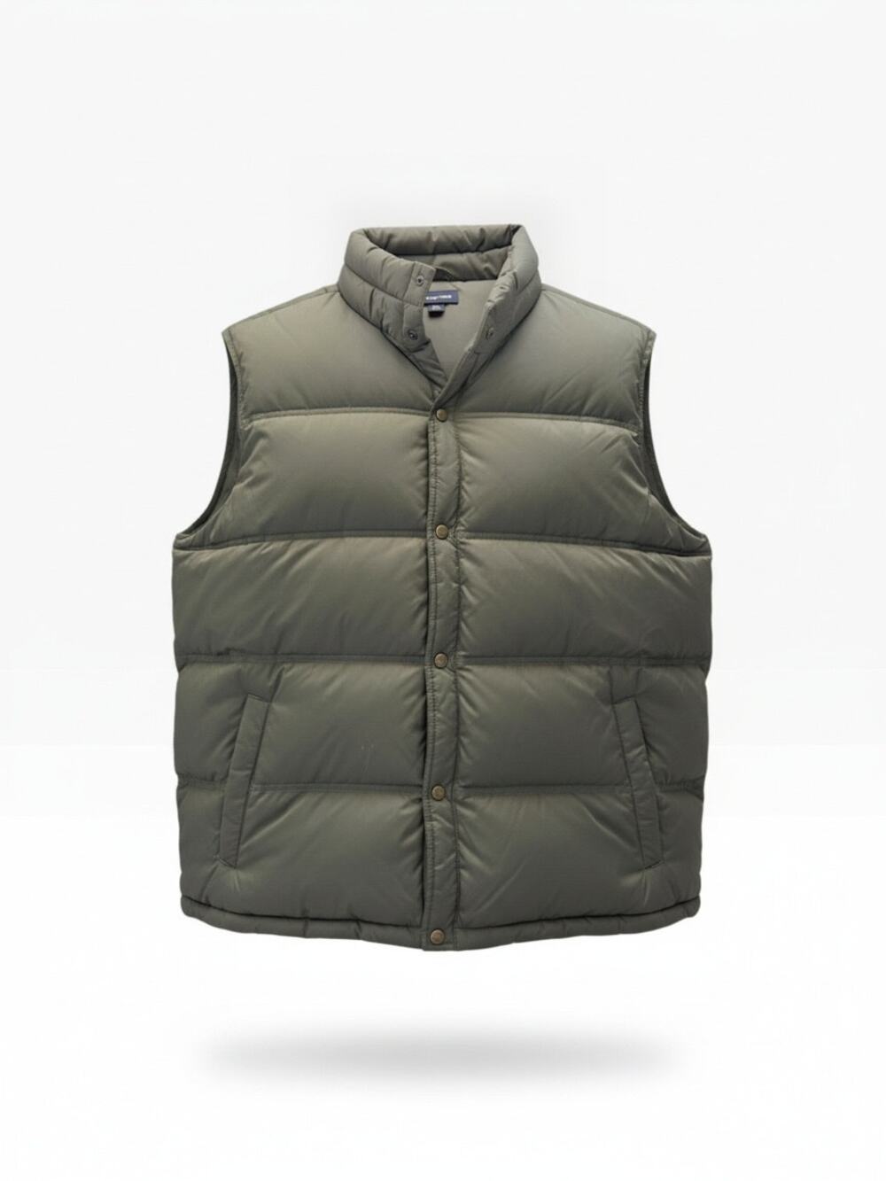 Lands’ End Men’s XXL 50-52 Olive Green Puffer Vest Snap Front Outdoor Casual